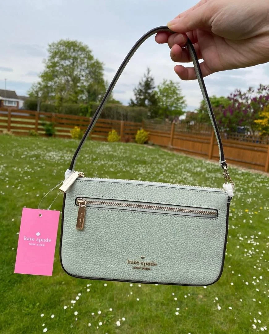 KATE SPADE, leila pebble leather, light pistachio mint green