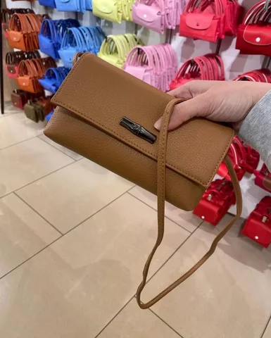 LONGCHAMP, Roseau, flap crossbody bag, leather, brown