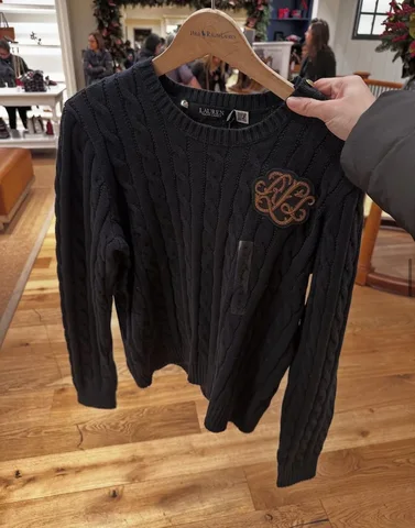 POLO RALPH LAUREN , for ladies, cable knitted jumper, black