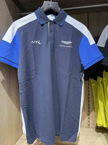 HACKETT X ASTON MARTIN RACING, for men, collared t shirt, classic fit, colorblock blue size: S, L, XL