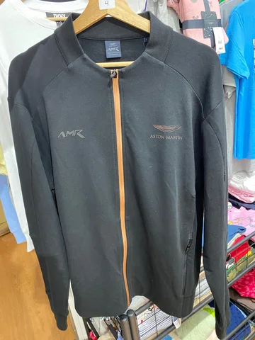 HACKETT X ASTON MARTIN RACING, for men, front zip bomber jacket, cotton grey size: XL, XXL