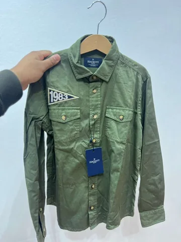 HACKETT, for kids, long sleeves t shirt, front pocket, green size: 7-8 year
