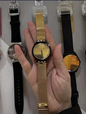 SWATCH, skin, medium watch, steel strap gold