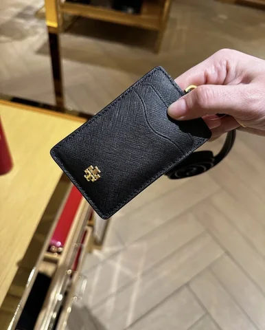 TORY BURCH, emerson, id tag and lanyard, leather black