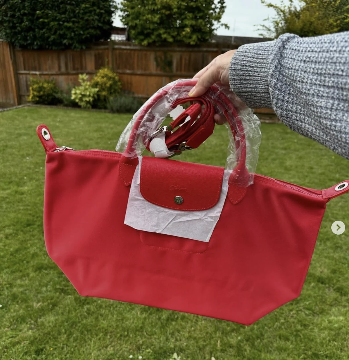 LONGCHAMP, neo, medium top handle bag, with long strap, pink