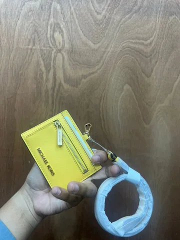 MICHAEL KORS, for ladies, ID tag and lanyard, leather yellow