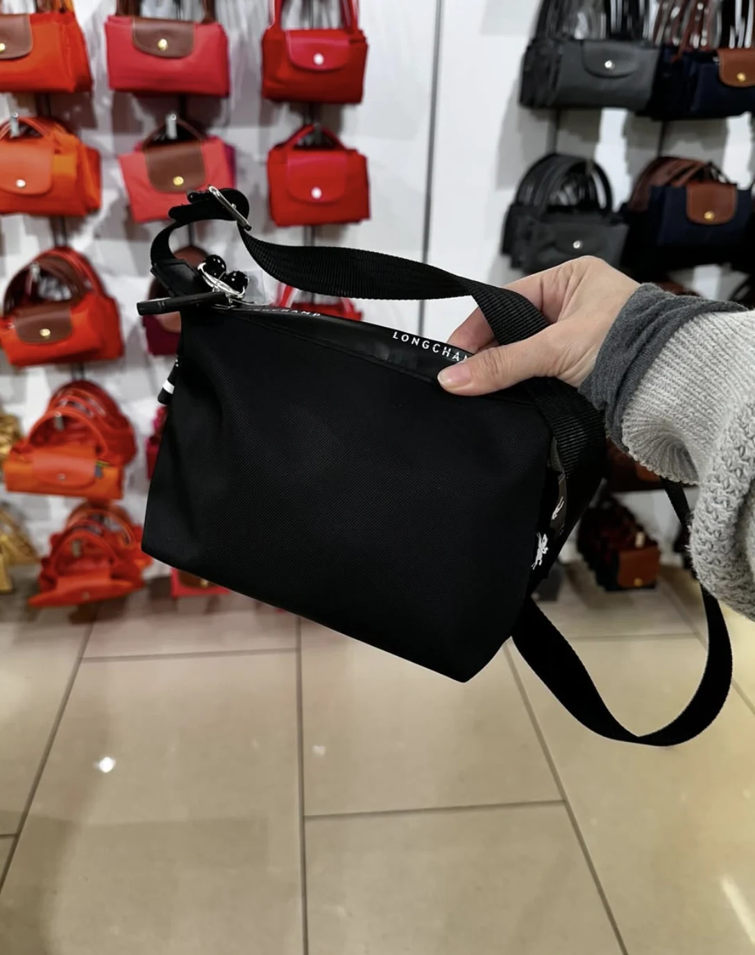 LONGCHAMP, energy, shoulder bag, econyl, black