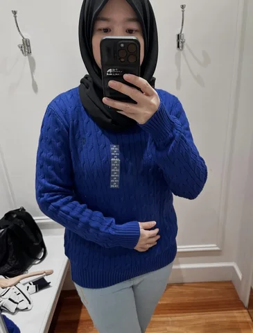POLO RALPH LAUREN, for kids, jumper, cable knitted cotton, blue