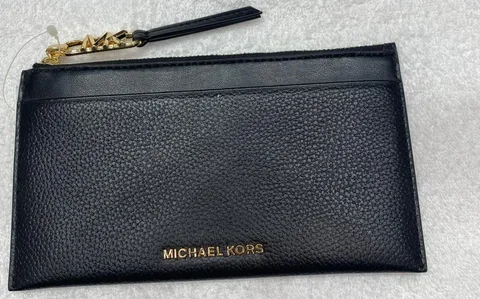 MICHAEL KORS, for ladies, empire, large zip card holder, leather black