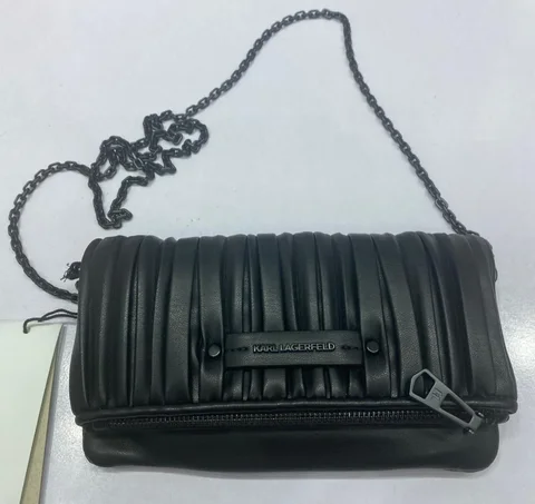 KARL LAGERFELD, Wallet on chain, pleated pvc, black