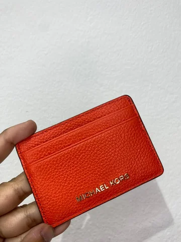 MICHAEL KORS, for ladies, small card holder, leather, optic orange