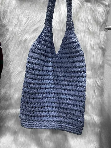 PRIMARK, for ladies, open top tote bag, summer weave blue