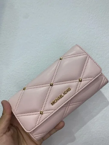 MICHAEL KORS, for ladies, long trifold wallet, quilted soft pink