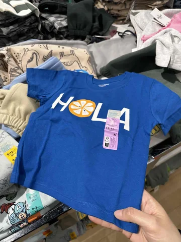 PRIMARK, for kids baby, short sleeves t shirt, hola lemon blue