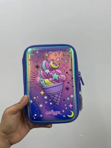 SMIGGLE, for kids, hard top pencil case, large ice cream purple