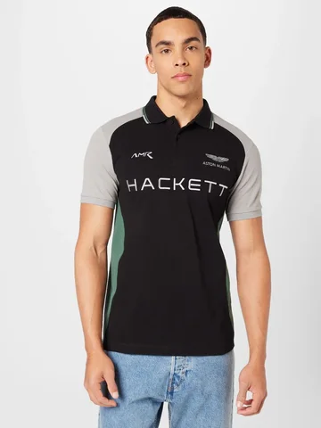 HACKETT X ASTON MARTIN RACING, for men, collared t shirt, classic fit, color block black size: S-XL