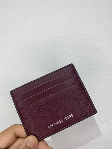 MICHAEL KORS, for men, small card holder, leather, maroon