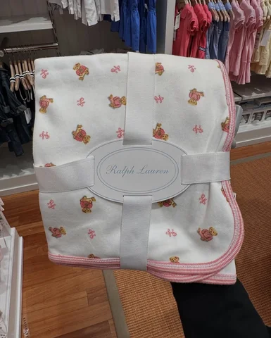 POLO RALPH LAUREN, for baby, baby blanket, bear pink