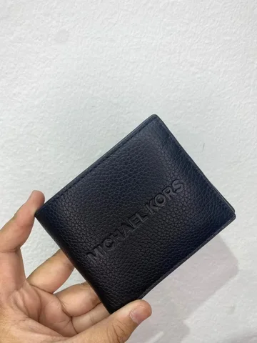 MICHAEL KORS, for men, bifold wallet, embossed leather, black
