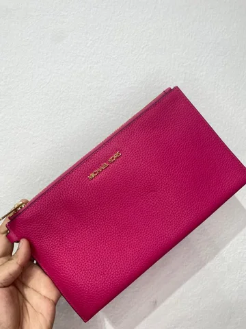 MICHAEL KORS, for ladies, large wristlet, pebbled leather, hot pink