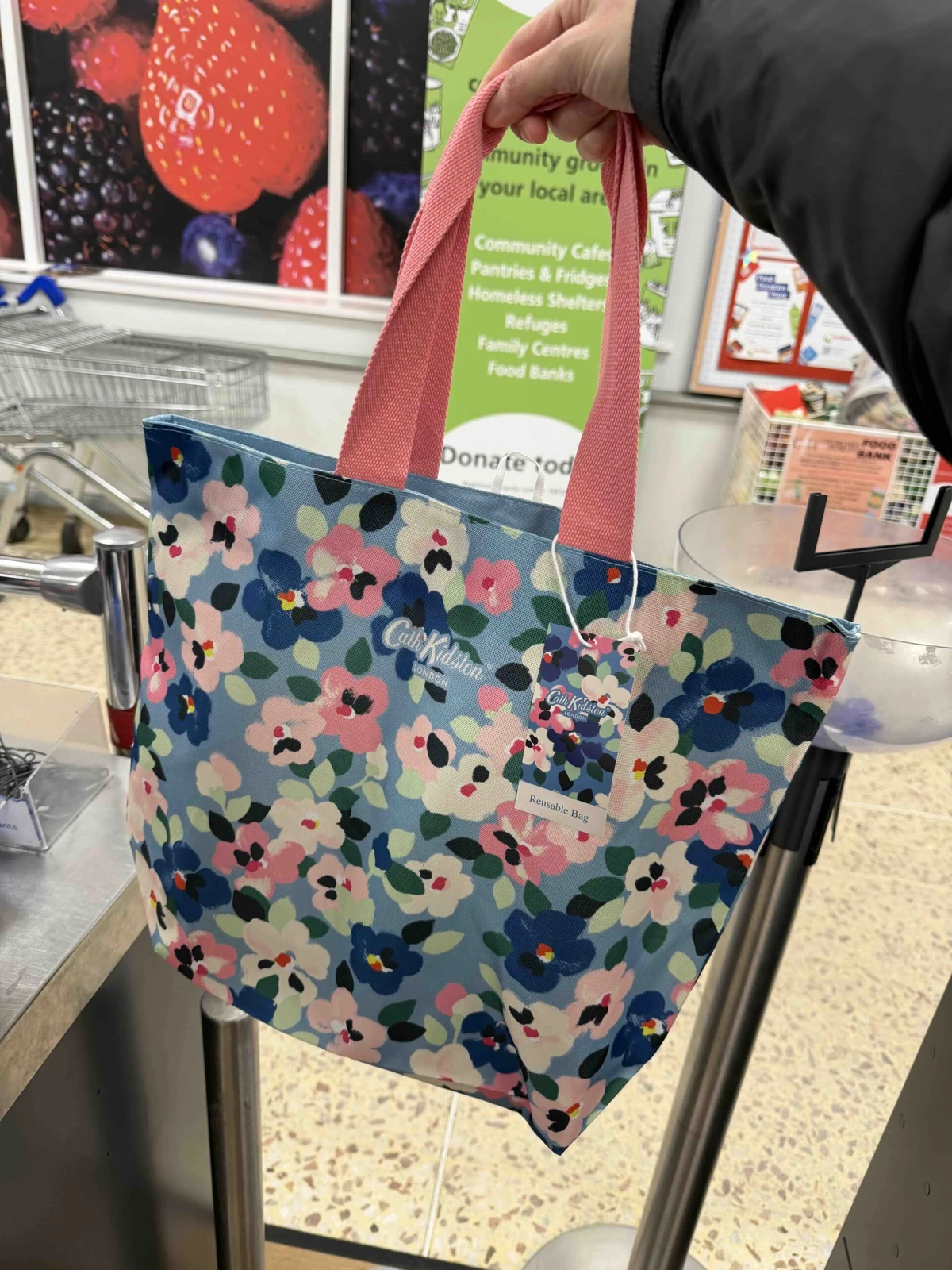 CATH KIDSTON, medium open top tote bag, recycle material, ditsy blue