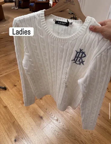 POLO RALPH LAUREN, for ladies, cable knitted jumper, white