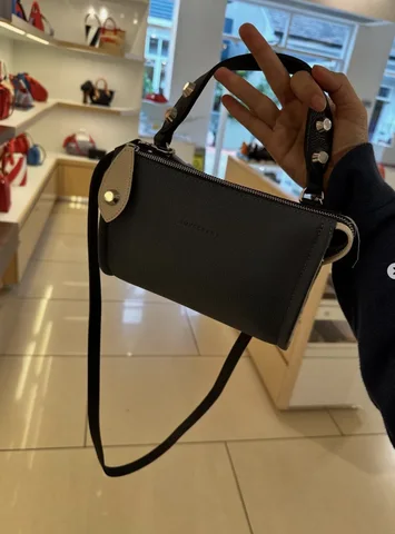 LONGCHAMP, XS crossbody bag, leather, color block navy