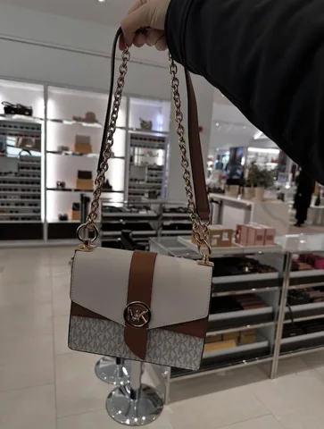 MICHAEL KORS, for ladies, greenwich, convertible crossbody bag, signature print vanilla