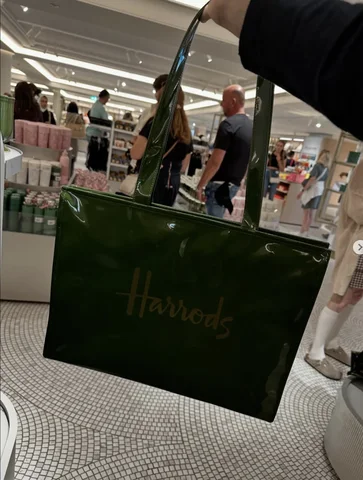 HARRODS, large zip top tote bag, green