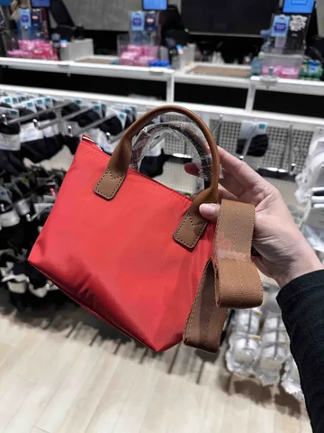 PRIMARK, xs top handle bag, with long strap, nylon red