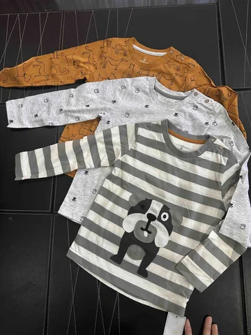 MOTHERCARE, for kids, set of 3 long sleeves t shirt, dog 2-3yrs