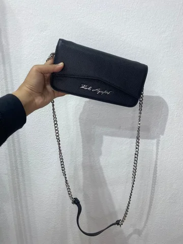 KARL LAGERFELD, for ladies, wallet on strap, black