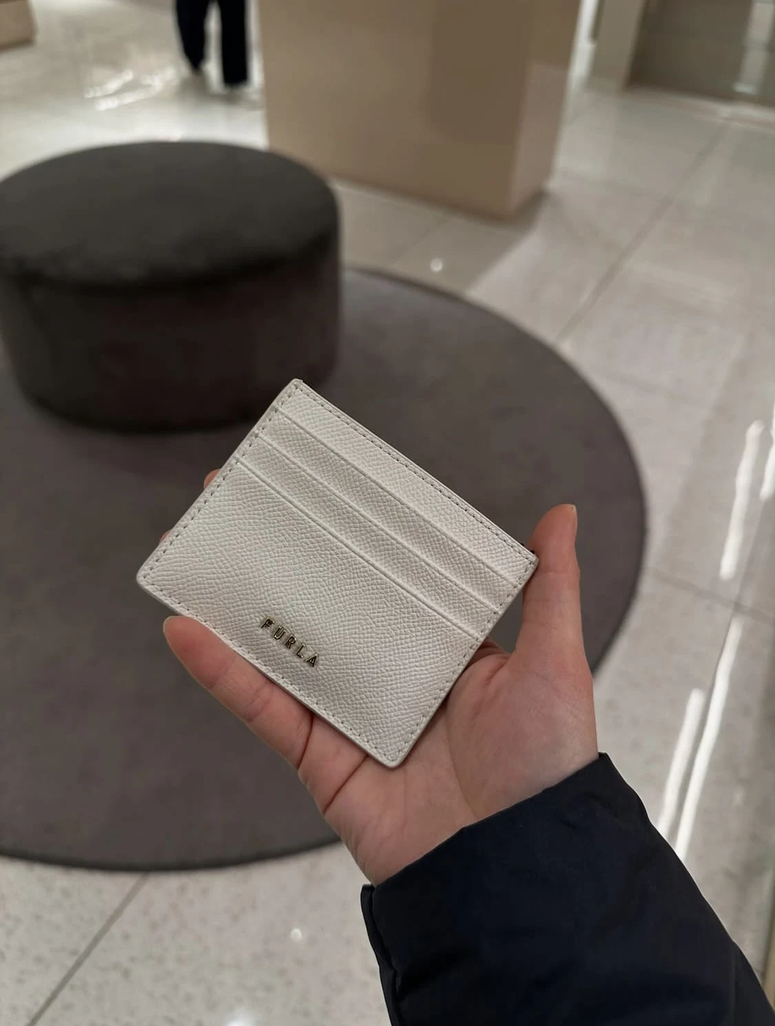FURLA, classic, small card holder, leather, marshmallow white