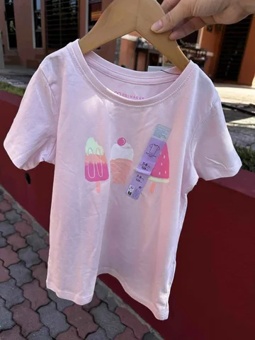 PRIMARK, for kids girls, round neck t shirt, ice creams, pink, size: 7-8 years