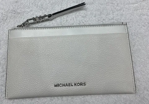 MICHAEL KORS, for ladies, empire, large zip card holder, leather, optic white